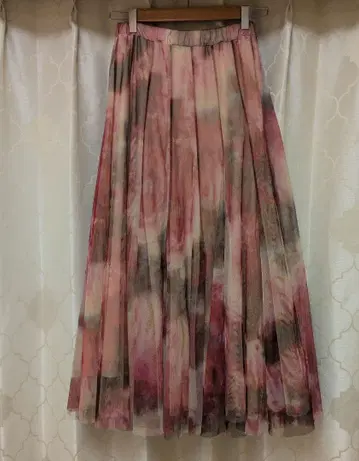 지네스 타이다이 튤 롱 스커트 핑크