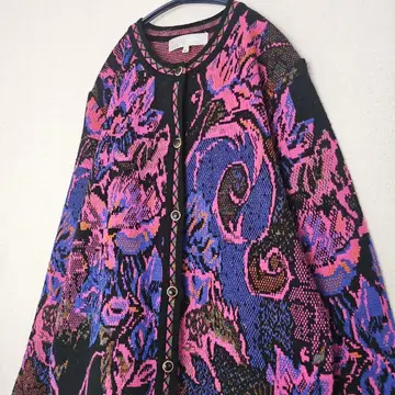 디자인 니트 가디건 컬러풀 아트 구제 의류 빈티지 쇼와 레트로