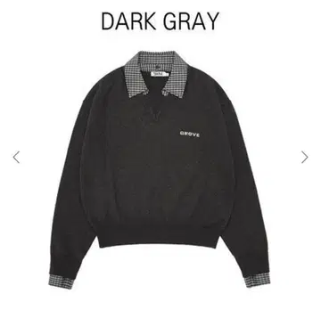 GROVE 체크 카라 부착 니트 스웨터