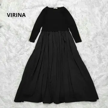 VIRINA 비리나 카라 펄 플레어 드레스 원피스 S 블랙