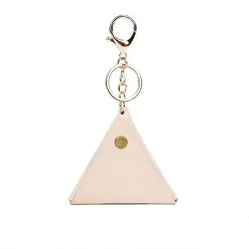 베이지 삼각형 가죽 키링