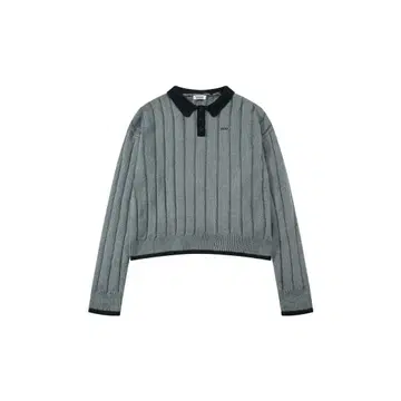 Grove 리브 니트 폴로 칼라 긴팔 니트