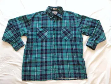 좋은 배색 빈티지 Saugatuck 프린트 플란넬 셔츠 L 80s