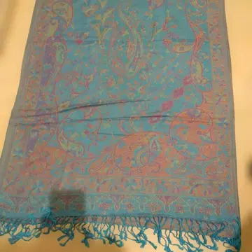 캐시미어제 페이즐리 무늬 머플러 파랑 오렌지