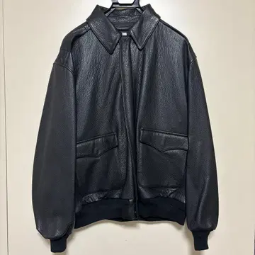 블랙 가죽 MA-1 스타일 자켓