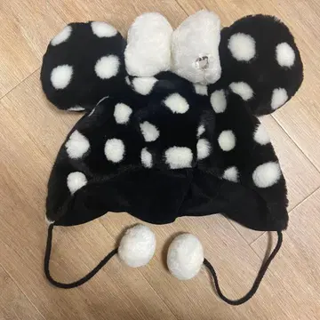 새상품급 미니 팬캡 모자 블랙 도트 58cm