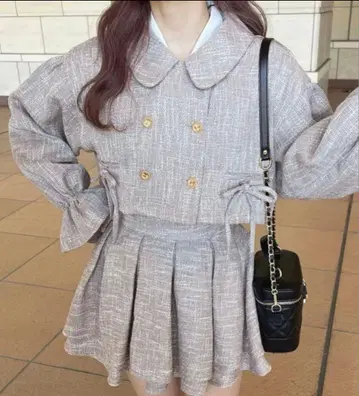 apres jour 트위드 자켓 그레이쉬 베이지