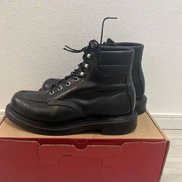 블랙 가죽 워크 부츠 하이컷