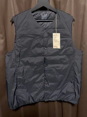 2025AW 무인양품 경량 다운 노카라 베스트 블랙 남성용 L 사이즈