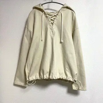 콜라주 개럴개런트 레이스업 맨투맨 후디 크림색