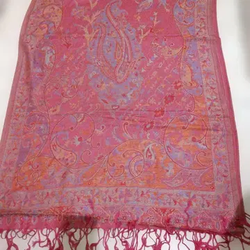 캐시미어 페이즐리 무늬 핑크 숄