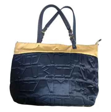 키타무라 2 네이비와 베이지 토트백 경량 퀼팅풍 A4 수납 가능