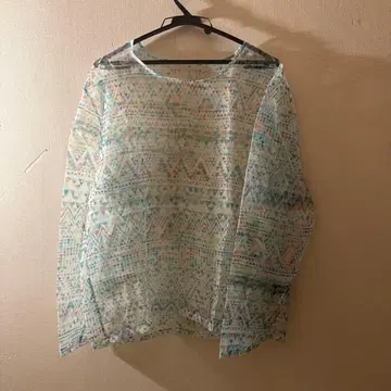 페노메논 반투명 롱 T 기하학 패턴 XL