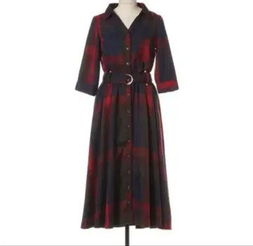 REDYAZEL 레트로 체크 원피스 7분 소매