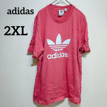 adidas [ 2XL ] 반팔 상의 핑크 티셔츠 로고티셔츠 상의