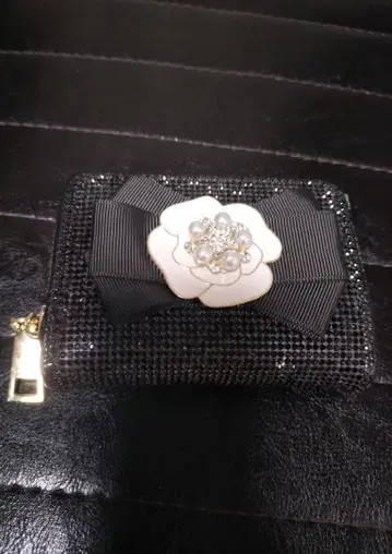 까멜리아풍 지갑 코인 케이스 블랙 카드 케이스