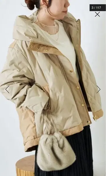 Jena espace merveilleux 배색 텐트 라인 다운 자켓