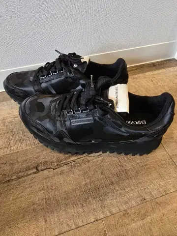 컨디션 최상 엠포리오 아르마니 블랙 카모플라주 스니커즈