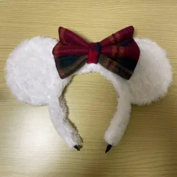 핸드메이드 귀 달린 머리띠 체크 무늬 리본