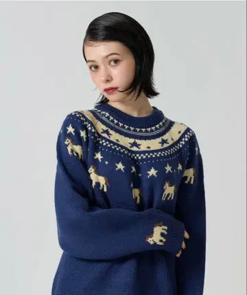 TINA: JOJUN 애니멀 노르딕 니트 풀오버