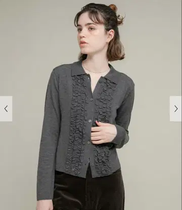 택 포함 새상품 실크 혼방 프릴 니트 셔츠 Sonny Label