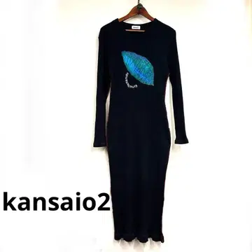 칸사이 o2 블랙 리브 롱 원피스