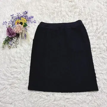 새상품급*로지 케이블 니트 디자인 무릎 기장 타이트 스커트 허리밴딩 블랙