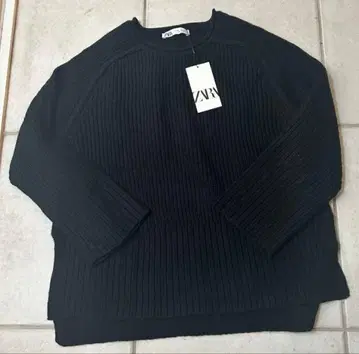 가을/겨울 ZARA 블랙 리브 스웨터 여성용 L 사이즈