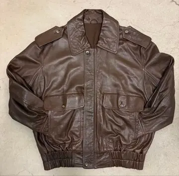90s 브라운 가죽 플라이트 자켓 A-2 밀리터리 아메카지