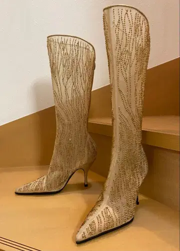 세르지오 로시 롱 부츠 메쉬/비즈 베이지 이탈리아제