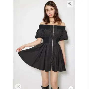 rienda MA-1 오프숄더 미니 플레어 원피스