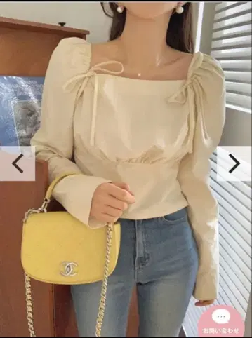 BIRTHDAY BASH KR 리본 스퀘어 넥 탑