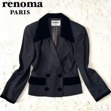 레어 renoma PARIS 테일러드 자켓 모아레 패턴 벨로아 일본제