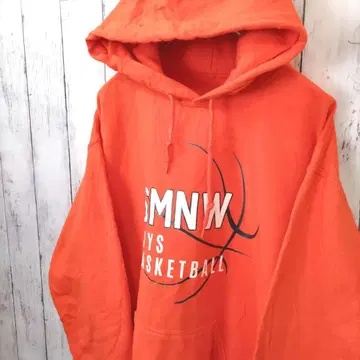 SMNW US 구제 의류 후디 후드티 M 상당 오렌지 농구 영문 로고