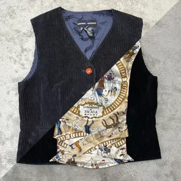 ESCADA SPORT 베스트 뒷면 올 패턴 코듀로이 싸개 버튼 BY68
