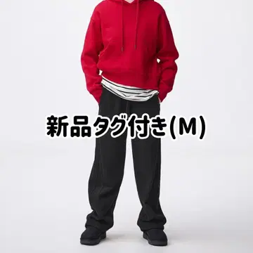 [ 택 포함 새상품 ] GU 맨투맨 배럴 레그 팬츠 블랙