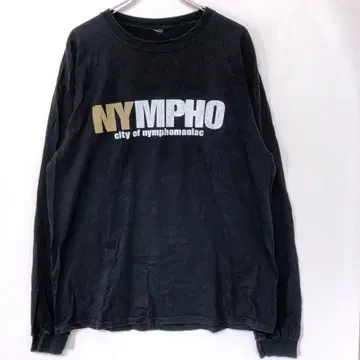 NYMPHO MANIAC 구제 의류 색정광 양면 그래픽 롱 T 긴팔