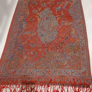 캐시미어제 빨간색과 파란색 꽃무늬 대형 숄