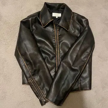 moussy 브라운 가죽 아우터