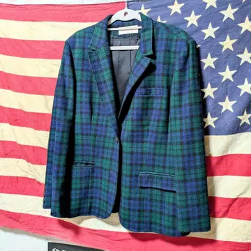 PENDLETON 70s 그린 체크 테일러드 자켓 USA 금 택