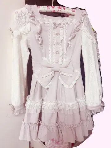 LIZLISA 티아라 리본 티어드 원피스 핑크 양산형