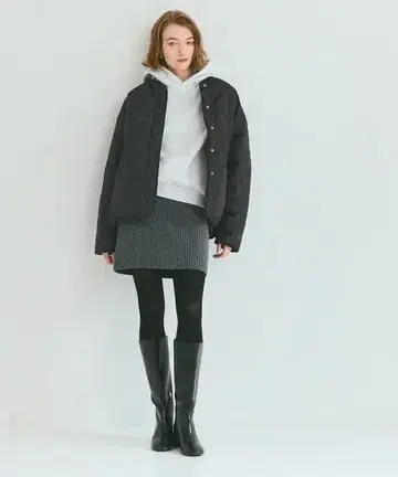 [ M 사이즈 ] coca 워셔블 리버서블 퀼팅 블루종 차콜