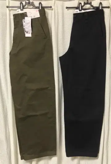 새상품 유니클로 U 와이드핏 치노 긴 길이 BR&BL W79 2개 세트