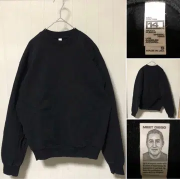 USA제 로스앤젤레스 어패럴 14온스 크루넥 맨투맨 블랙 S