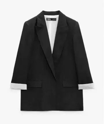 ZARA 프린트 패턴 커프스 린넨 블레이저