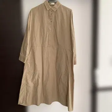 베이지 셔츠 원피스 긴팔 A라인