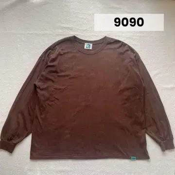 9090 롱티 박스 실루엣 브라운 긴팔 티셔츠 XL