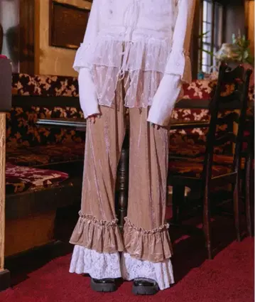 [ 틸과 레트로 ] 레이스 도킹 벨로아 팬츠