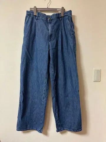 유니클로 드레이프 데님 턱 팬츠 468848 블루 XL