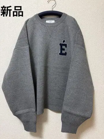 [새상품] SLOBE IENA 사가 자수 맨투맨 라이크 니트 그레이